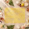 Artoid Mode Pink Dahlia Lace Placemats Set of 4, 12×18 Inch Table Mats for Wedding Anniversary Party Dining Table Decoration(Yellow)