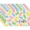 Artoid Mode Rabbit Bunny Happy Easter Placemats Set of 4, 12×18 Inch Seasonal Spring Holiday Table Mats for Party Kitchen Dining Decoration(Beige)