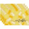 Artoid Mode Rabbit Bunny Happy Easter Placemats Set of 4, 12×18 Inch Seasonal Spring Holiday Table Mats for Party Kitchen Dining Decoration(Yellow)