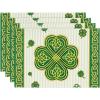 Artoid Mode Stripes Shamrock Lucky Irish St. Patrick’s Day Placemats Set of 6, 12×18 Inch Seasonal Spring Table Mats for Party Kitchen Dining Decoration(Beige)