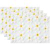 Artoid Mode Yellow Daisy Embroidery Spring Placemats Set of 4, 12×18 Inch Soft Plush Faux Fur Wool Holiday Table Mats for Party Kitchen Dining Decoration(White)