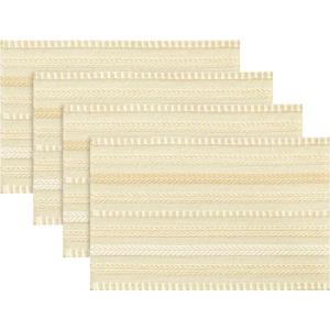 Artoid Mode Black Farmhouse Woven Braided Stripe Placemats Set of 4,12×18 Inch Seasonal Holiday Table Mats Party Kitchen Dining Decoration(Burlap Brown)