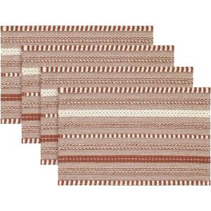 Artoid Mode Black Farmhouse Woven Braided Stripe Placemats Set of 4,12×18 Inch Seasonal Holiday Table Mats Party Kitchen Dining Decoration(Caramel)