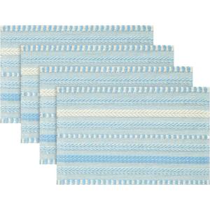Artoid Mode Black Farmhouse Woven Braided Stripe Placemats Set of 4,12×18 Inch Seasonal Holiday Table Mats Party Kitchen Dining Decoration(Sky Blue)