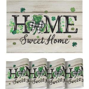 Artoid Mode Irish St. Patrick’s Day Vinyl Placemats Set of 4, Washable Woven Non-Slip Plastic Table Mats for Farmhouse Holiday Party Kitchen Dining Decor