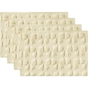 Artoid Mode Pink Bows Spring Placemats Set of 4, 12×18 Inch Soft Plush Faux Fur Wool Holiday Table Mats for Party Kitchen Dining Decoration(Beige)
