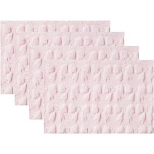 Artoid Mode Pink Bows Spring Placemats Set of 4, 12×18 Inch Soft Plush Faux Fur Wool Holiday Table Mats for Party Kitchen Dining Decoration(Pink)