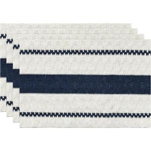 Artoid Mode Red Farmhouse Woven Rustic Placemats Set of 4,12×18 Inch Seasonal Holiday Hollow Table Mats Party Kitchen Dining Decoration(Dark Blue)