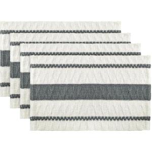 Artoid Mode Red Farmhouse Woven Rustic Placemats Set of 4,12×18 Inch Seasonal Holiday Hollow Table Mats Party Kitchen Dining Decoration(Dark Grey)