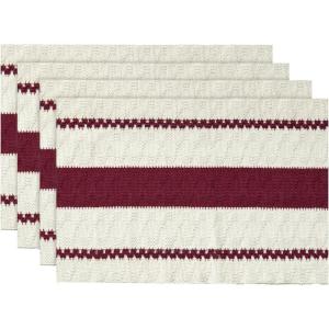 Artoid Mode Red Farmhouse Woven Rustic Placemats Set of 4,12×18 Inch Seasonal Holiday Hollow Table Mats Party Kitchen Dining Decoration(Red)