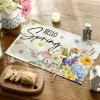 Artoid Mode Blossoming Flower Spring Placemats Set of 4, 12×18 Inch Lavender Dahlia Hydrangea Holiday Table Mats for Party Kitchen Dining Decoration