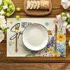 Artoid Mode Blossoming Flower Spring Placemats Set of 4, 12×18 Inch Lavender Dahlia Hydrangea Holiday Table Mats for Party Kitchen Dining Decoration