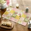 Artoid Mode Plaid Polka Dot Flowers Spring Placemats Set of 4, 12×18 Inch Seasonal Summer Holiday Table Mats for Party Kitchen Dining Decoration