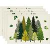 Artoid Mode Trees Leaves Spring Placemats Set of 4, 12×18 Inch Seasonal Summer Table Mats for Dining Party Decoration(Beige/Green)