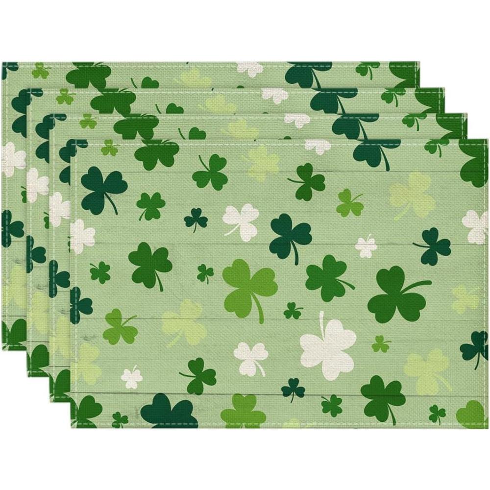 image:imageArtoid Mode Light Green Shamrocks St Patricks Day Placemats Set of 4 12x18 Inch Luck Spring Table Mats for Party Kitchen Dining DecorationLight Green