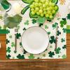 Artoid Mode Light Green Shamrocks St. Patrick’s Day Placemats Set of 4, 12×18 Inch Luck Spring Table Mats for Party Kitchen Dining Decoration(Beige)