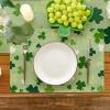 Artoid Mode Light Green Shamrocks St. Patrick’s Day Placemats Set of 4, 12×18 Inch Luck Spring Table Mats for Party Kitchen Dining Decoration(Light Green)