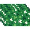 Artoid Mode Light Green Shamrocks St. Patrick’s Day Placemats Set of 4, 12×18 Inch Luck Spring Table Mats for Party Kitchen Dining Decoration(Green)
