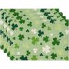 Artoid Mode Light Green Shamrocks St. Patrick’s Day Placemats Set of 4, 12×18 Inch Luck Spring Table Mats for Party Kitchen Dining Decoration(Light Green)