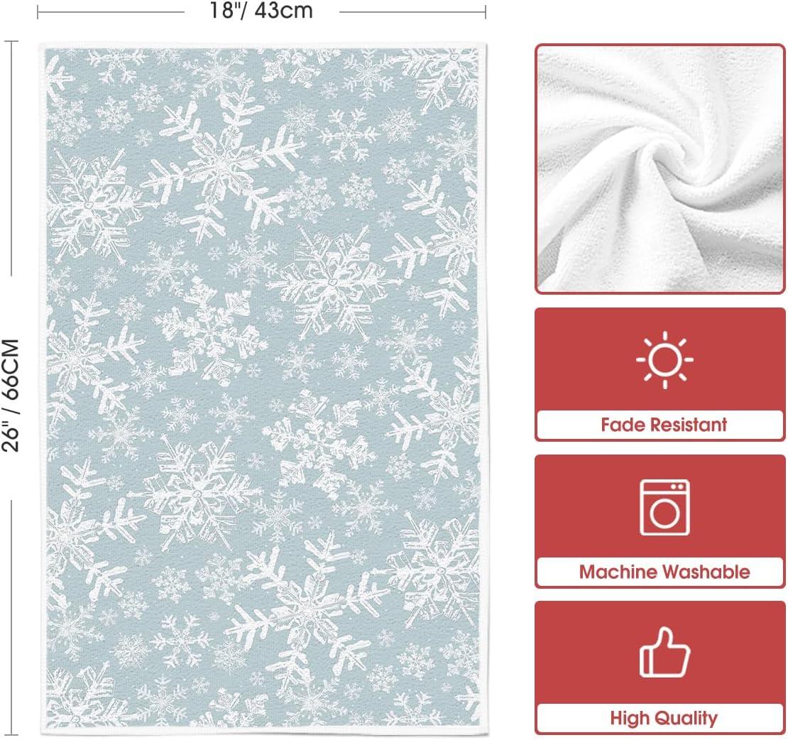 image:imageArtoid Mode Aqua Snowflake Hello Winter Kitchen Towels Dish Towels 18x26 Inch Farmhouse Holiday Decoration Cleaning Set of 2Aqua