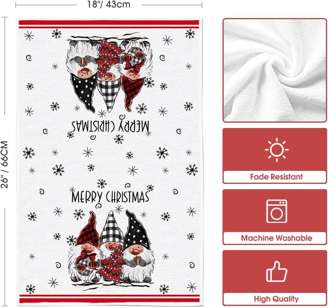 image:imageArtoid Mode Gnome Truck Merry Christmas Kitchen Towels Dish Towels 18x26 Inch Holiday Believe Xmas Tree Winter Decoration Hand Towels Set of 4
