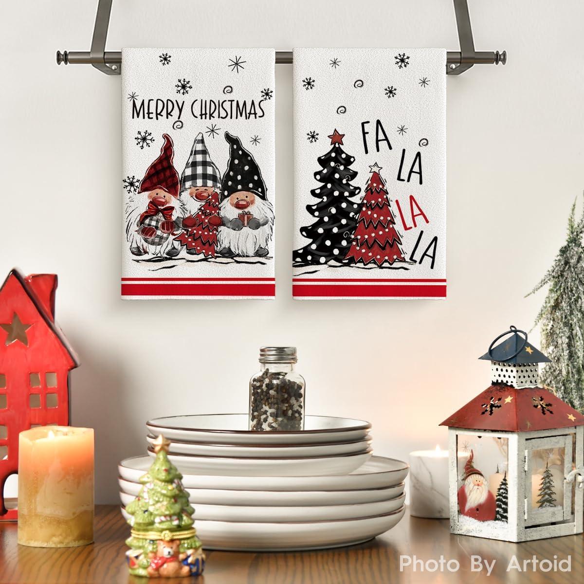 image:imageArtoid Mode Gnome Truck Merry Christmas Kitchen Towels Dish Towels 18x26 Inch Holiday Believe Xmas Tree Winter Decoration Hand Towels Set of 4