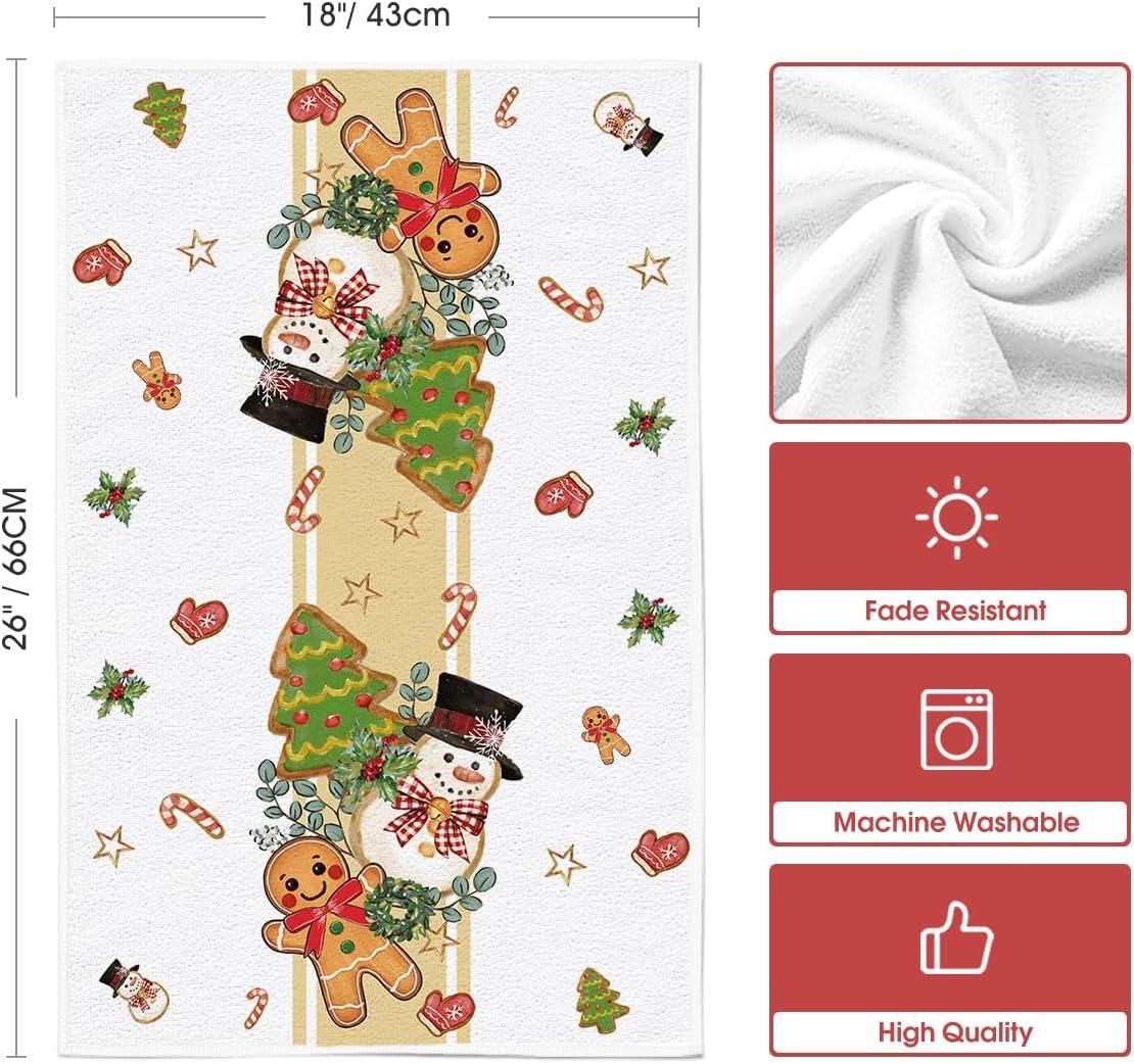image:imageArtoid Mode Red Snowman Gingerbread Sweet Christmas Kitchen Towels Dish Towels 18x26 Inch Farmhouse Holiday Winter Decoration Cleaning Set of 4Brown