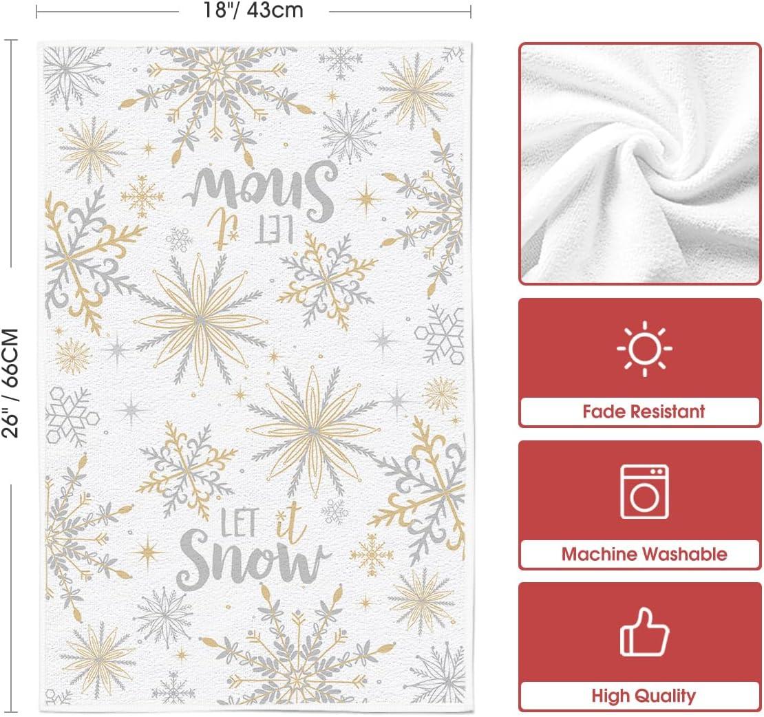 image:imageArtoid Mode Snowflake Xmas Trees Merry Christmas Kitchen Towels Dish Towels 18x26 Inch Let It Snow Winter Decoration Hand Towels Set of 4