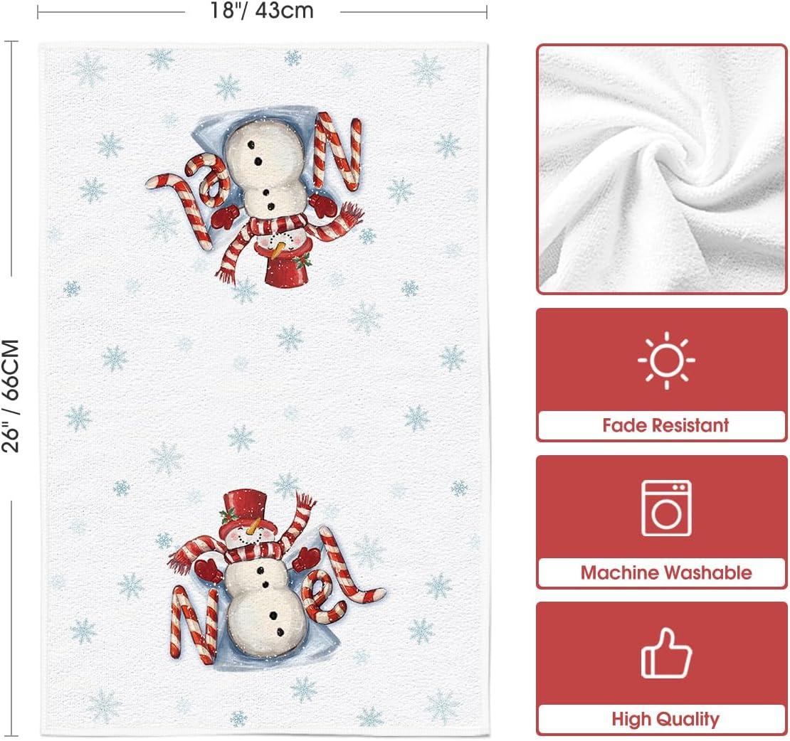 image:imageArtoid Mode Snowman Merry Christmas Kitchen Towels Dish Towels 18x26 Inch Farmhouse Holiday Joy Snowflake Winter Decoration Cleaning Set of 4