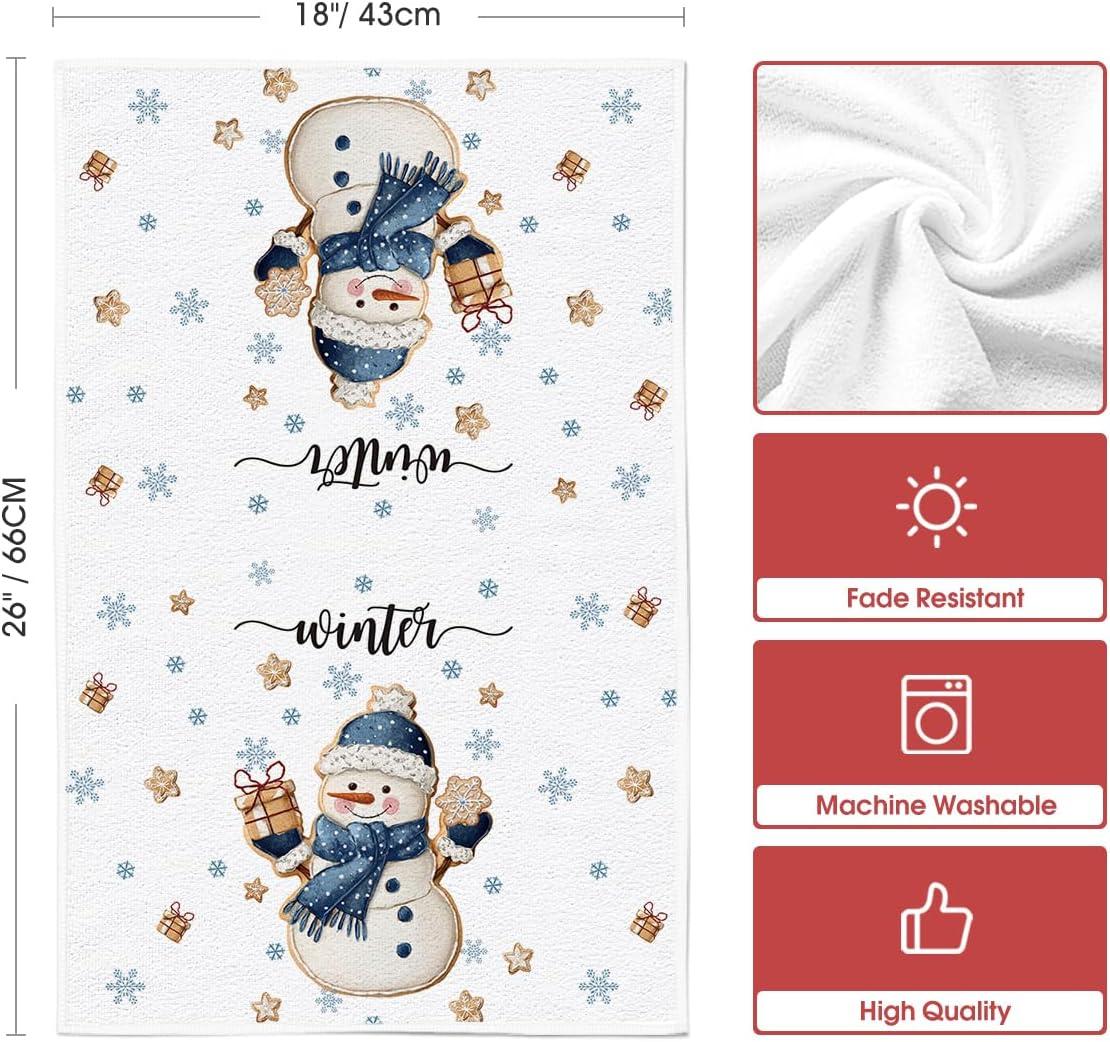 image:imageArtoid Mode Snowman Star Snowflake Winter Kitchen Towels Dish Towels 18x26 Inch Farmhouse Holiday Decoration Cleaning Set of 2