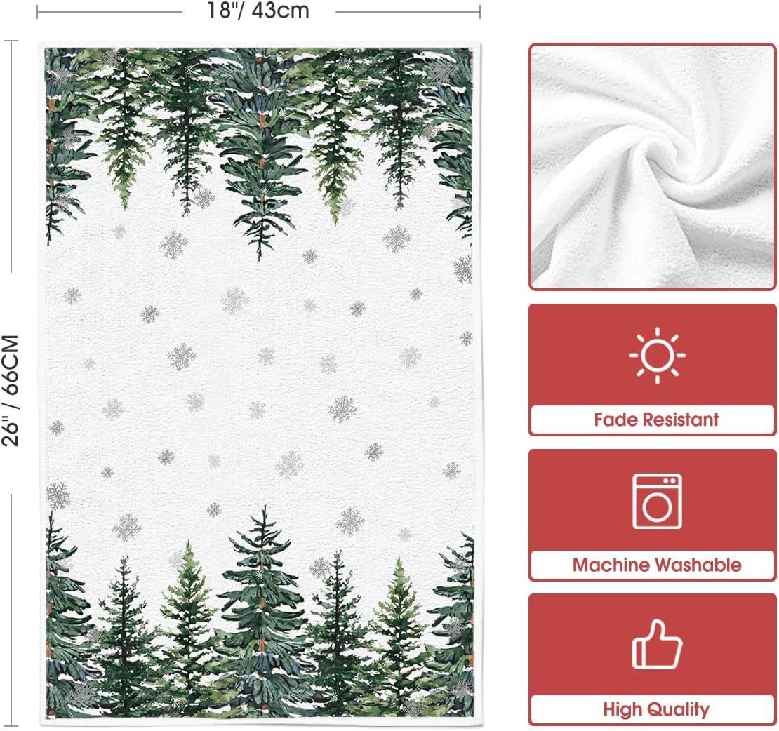 image:imageArtoid Mode Xmas Trees Pine Cone Reindeer Ornament Merry Christmas Kitchen Towels Dish Towels 18x26 Inch Farmhouse Decoration Hand Towels Set of 6