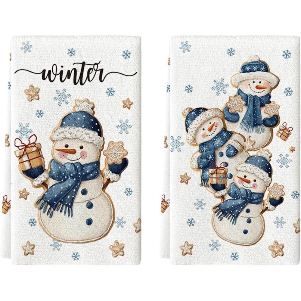 image:imageArtoid Mode Snowman Star Snowflake Winter Kitchen Towels Dish Towels 18x26 Inch Farmhouse Holiday Decoration Cleaning Set of 2