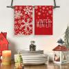 Artoid Mode Aqua Snowflake Hello Winter Kitchen Towels Dish Towels, 18×26 Inch Farmhouse Holiday Decoration Cleaning Set of 2(Red)