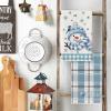 Artoid Mode Beige Blue Xmas Tree Snowman Christmas Kitchen Towels Dish Towels, 18×26 Inch Holiday Believe Bird Winter Decoration Hand Towels Set of 4(Blue/Beige)