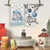 Artoid Mode Beige Blue Xmas Tree Snowman Christmas Kitchen Towels Dish Towels, 18×26 Inch Holiday Believe Bird Winter Decoration Hand Towels Set of 4(Blue/Beige)