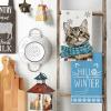 Artoid Mode Blue Cat Hello Winter Kitchen Towels Dish Towels, 18×26 Inch Print Snowflakes Christmas Decoration Hand Towels Set of 2