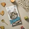 Artoid Mode Blue Cat Hello Winter Kitchen Towels Dish Towels, 18×26 Inch Print Snowflakes Christmas Decoration Hand Towels Set of 2