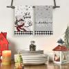 Artoid Mode Buffalo Plaid Snowman Let It Snow Winter Kitchen Towels Dish Towels, 18×26 Inch Daily Seasonal Christmas Decoration Hand Towels Set of 2(Black/Beige)