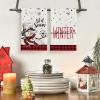 Artoid Mode Buffalo Plaid Snowman Let It Snow Winter Kitchen Towels Dish Towels, 18×26 Inch Daily Seasonal Christmas Decoration Hand Towels Set of 2(Red/Black)