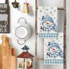 Artoid Mode Red Buffalo Plaid Bird Snowman Winter Kitchen Towels Dish Towels, 18×26 Inch Farmhouse Snowflakes Decoration Cleaning Set of 2(Blue)