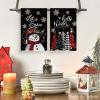 Artoid Mode Red Snowman Let It Snow Xmas Trees Hello Winter Kitchen Towels Dish Towels, 18×26 Inch Daily Seasonal Christmas Decoration Hand Towels Set of 2(Black)
