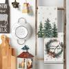 Artoid Mode Xmas Trees Pine Cone Reindeer Ornament Merry Christmas Kitchen Towels Dish Towels, 18×26 Inch Farmhouse Decoration Hand Towels Set of 6