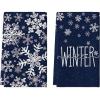 Artoid Mode Aqua Snowflake Hello Winter Kitchen Towels Dish Towels, 18×26 Inch Farmhouse Holiday Decoration Cleaning Set of 2(Blue)