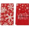 Artoid Mode Aqua Snowflake Hello Winter Kitchen Towels Dish Towels, 18×26 Inch Farmhouse Holiday Decoration Cleaning Set of 2(Red)