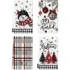 Artoid Mode Beige Blue Xmas Tree Snowman Christmas Kitchen Towels Dish Towels, 18×26 Inch Holiday Believe Bird Winter Decoration Hand Towels Set of 4(Black/Beige)