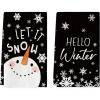 Artoid Mode Black Cute Snowman Snowflake Hello Winter Kitchen Towels Dish Towels, 18×26 Inch Farmhouse Holiday Decoration Cleaning Set of 2(Black)