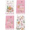 Artoid Mode Pink Gingerbread Sweet Candy Cane Christmas Kitchen Towels Dish Towels, 18×26 Inch Farmhouse Holiday Winter Decoration Cleaning Set of 4(Pink)