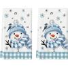 Artoid Mode Red Buffalo Plaid Bird Snowman Winter Kitchen Towels Dish Towels, 18×26 Inch Farmhouse Snowflakes Decoration Cleaning Set of 2(Blue)