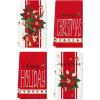 Artoid Mode Red Robin Poinsettia Bell Christmas Kitchen Towels Dish Towels, 18×26 Inch Farmhouse Holiday Winter Decoration Cleaning Set of 4