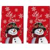 Artoid Mode Red Snowman Let It Snow Winter Kitchen Towels Dish Towels, 18×26 Inch Seasonal Christmas Decoration Hand Towels Set of 2(Red)